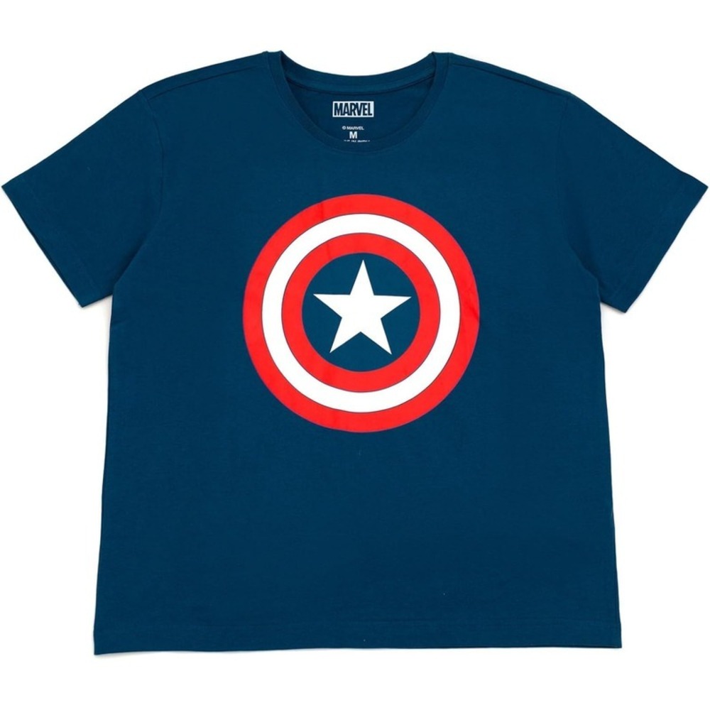 Marvel Captain America Classic Shield Navy Blue T-Shirt Graphic T-Shirt - Medium
